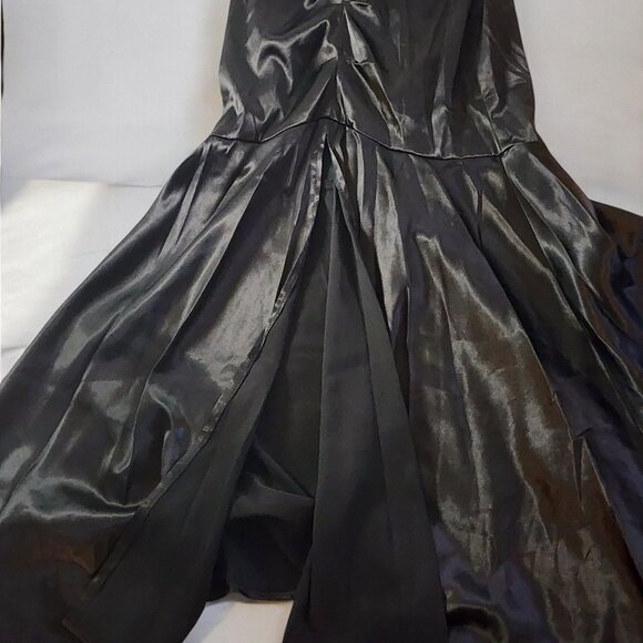 Windsor Black Satin Mermaid Gown Size 5/6 – Strapless Ruched Prom Formal Dress - Picture 8 of 13